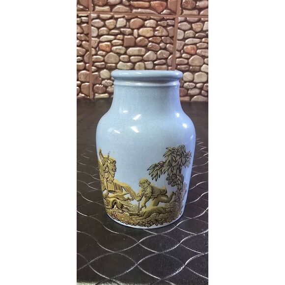 Prattware Blue Boar Hunt Scene Meat Paste Jar - Picture 4 of 12